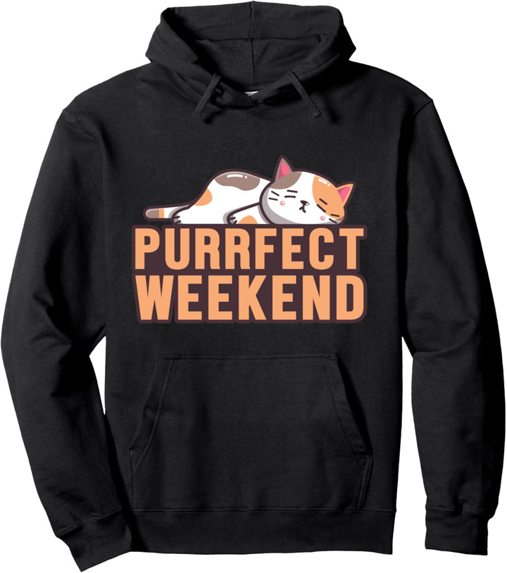 Perfektes Wochenende Purrfect Faule Müde Katze Mieze Pullover Hoodie