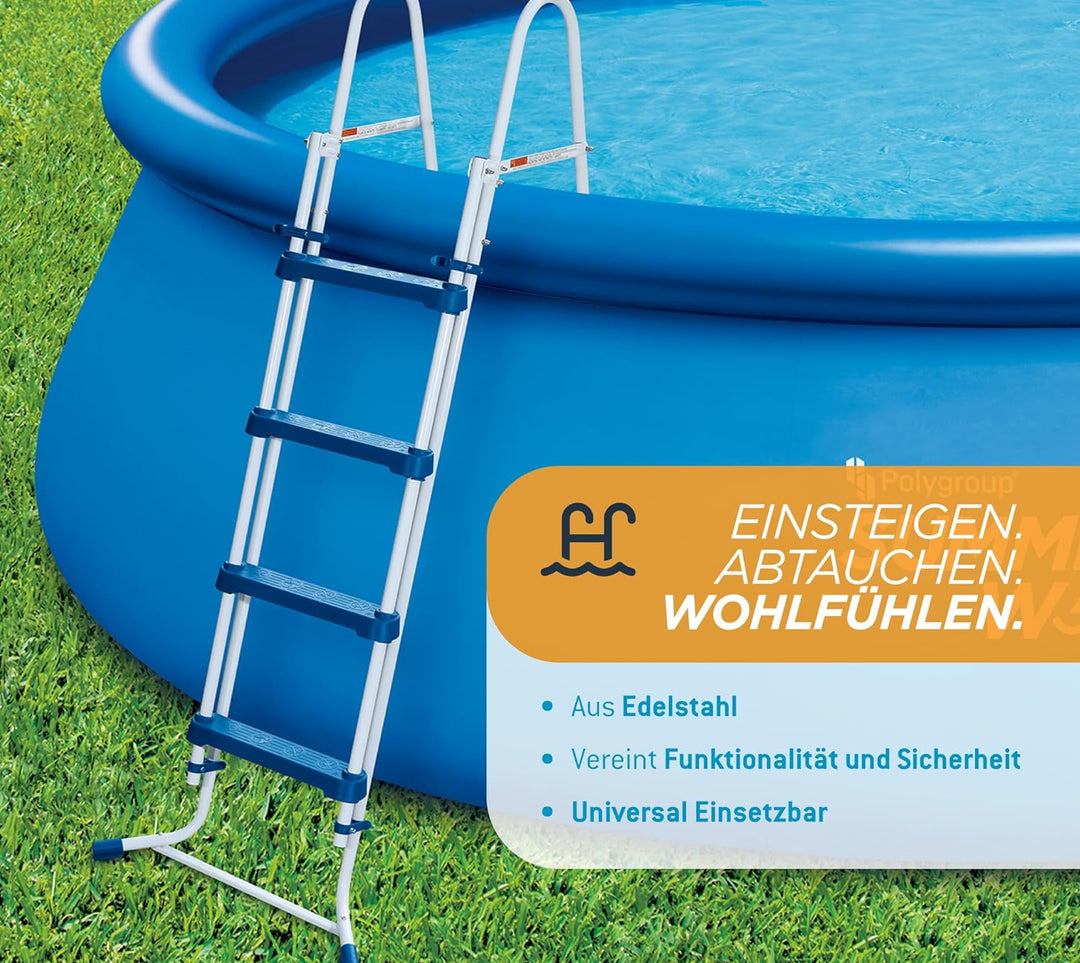 Summer Waves pulverbeschichterter Stahl Poolleiter für Pools bis 132cm - Robust & rutschfest - Einfa
