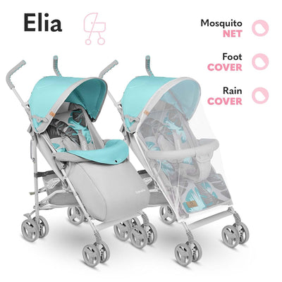 LIONELO Elia Buggy klein zusammenklappbar Kinderwagen bis 15 kg, Rücken und Fussstützenverstellung H