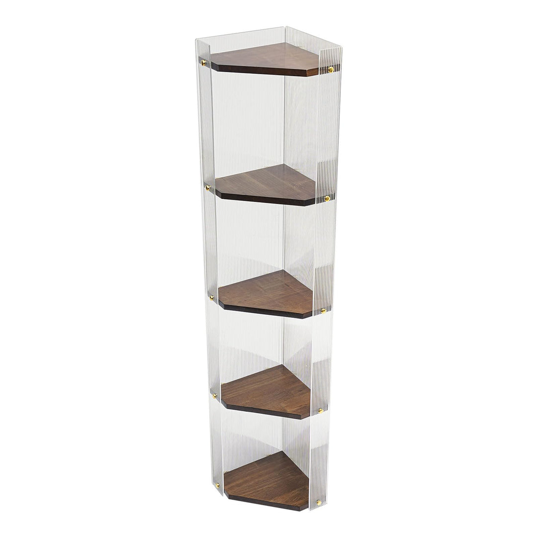 Regal 5 Etagen 120cm Acryl Kiefer Klar Walnuss Standregal | Acryl Kiefer lackiert 10kg Tragkraft pro