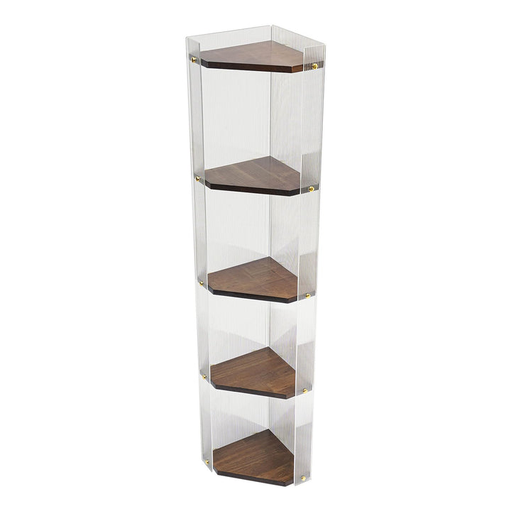 Regal 5 Etagen 120cm Acryl Kiefer Klar Walnuss Standregal | Acryl Kiefer lackiert 10kg Tragkraft pro