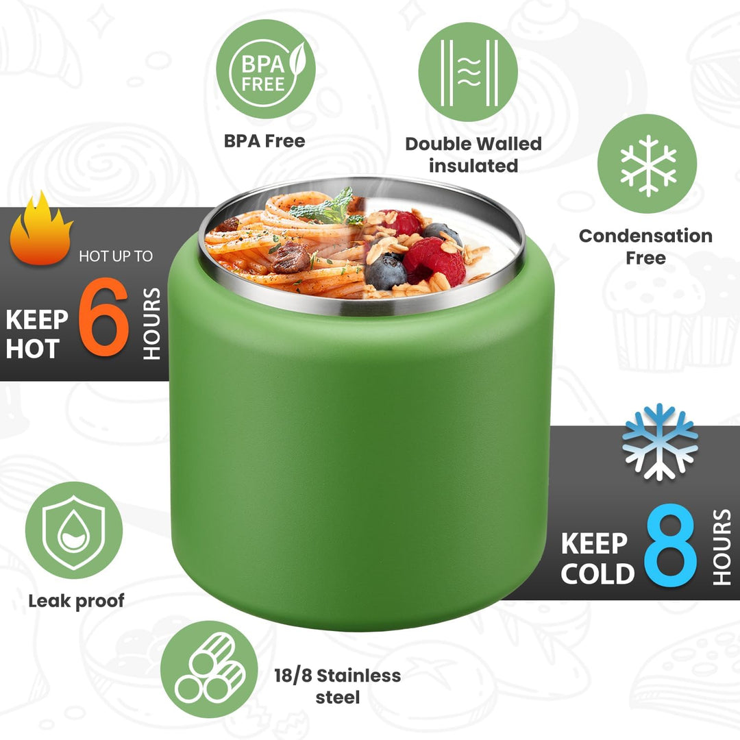 Itslife Thermobehälter für Essen 760ml, Edelstahl Warmhaltebehälter Essen mit Löffel, Thermo Lunchbo