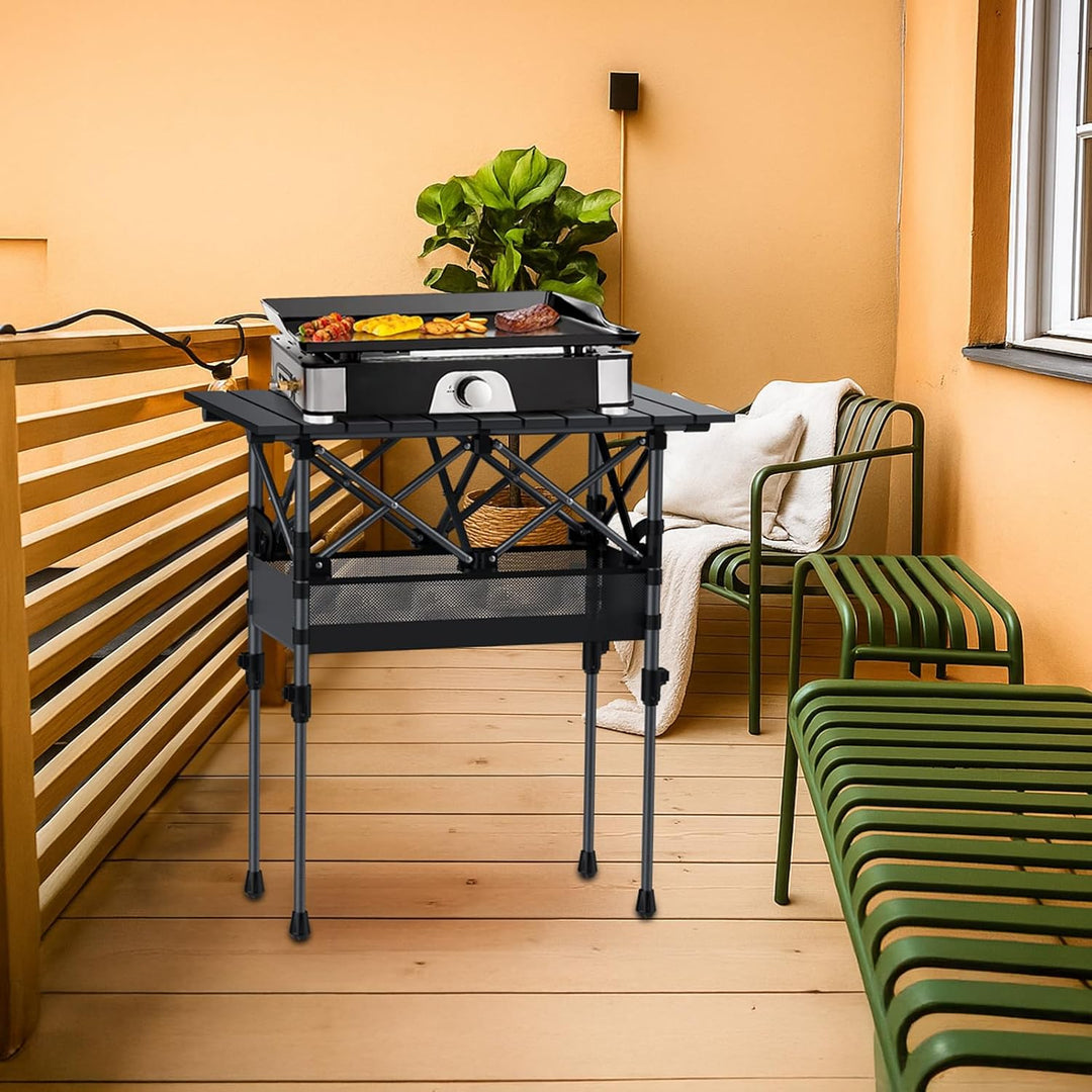 GARLLEN Campingtisch klappbar, 64x40cm & 2 Höhenverstellbar(44/70cm), Aufrollbare Tischplatte, abneh
