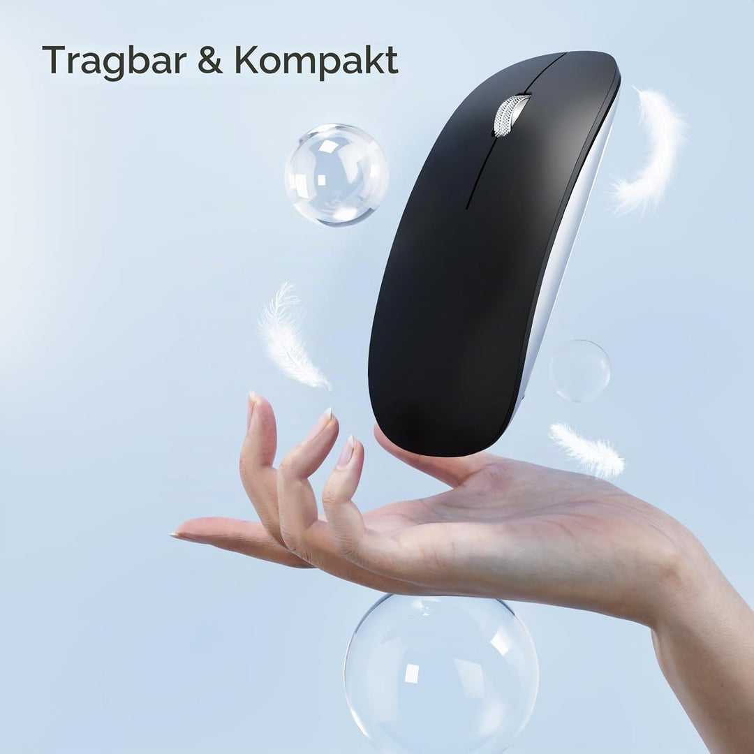 Uiosmuph U30 Bluetooth Maus Kabellose, Wiederaufladbare Leise (BT5.1+ BT5.1+ USB) Funkmaus Laptop Wi