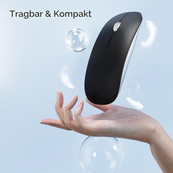 Uiosmuph U30 Bluetooth Maus Kabellose, Wiederaufladbare Leise (BT5.1+ BT5.1+ USB) Funkmaus Laptop Wi