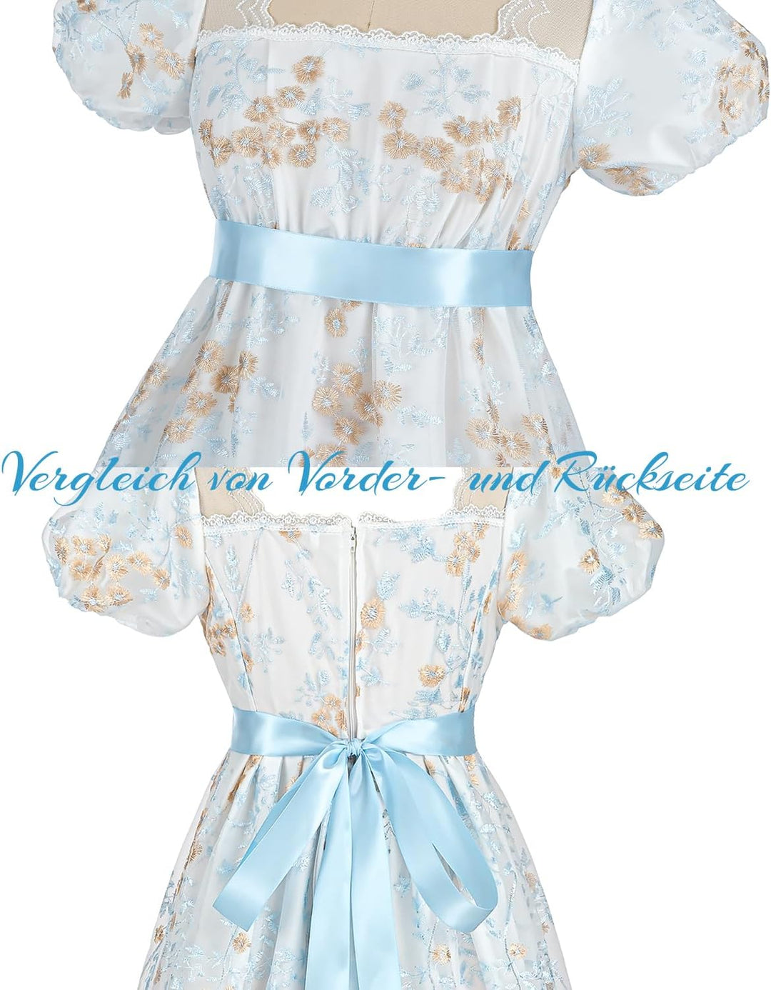 CR ROLECOS Viktorianisches Kleid Damen Regency Kleid für Frauen Bridgerton Puffy Ballkleid mit Hands