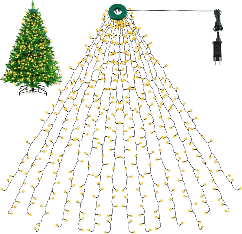 BELLALICHT Weihnachtsbaum Lichterkette, 400 LEDs 2M Höhe 16 Girlanden LED Christbaumbeleuchtung mit