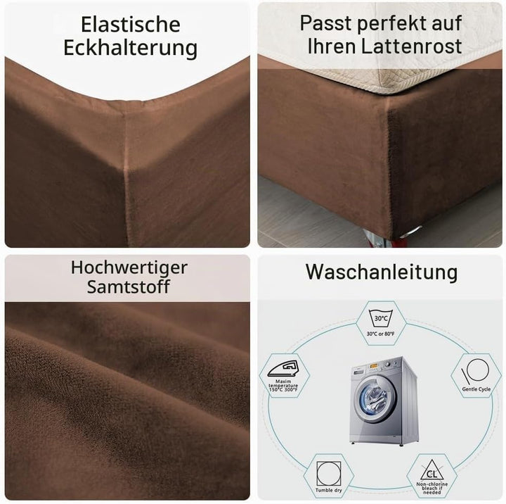 DUJUIKE Stretch Samt Boxspring Abdeckung zum Umwickeln, Alternative zum Traditionellen Volant Bettro