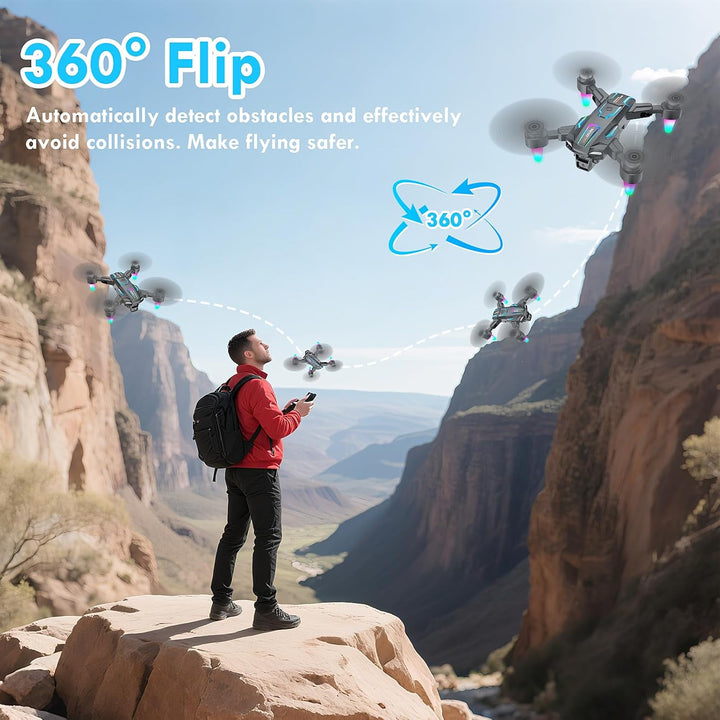 Drohne mit Kamera 8k, Bürstenloser Motor, Faltbare Drohne, 360°Flip, Headless Mode, WiFi, Flugbahnfl