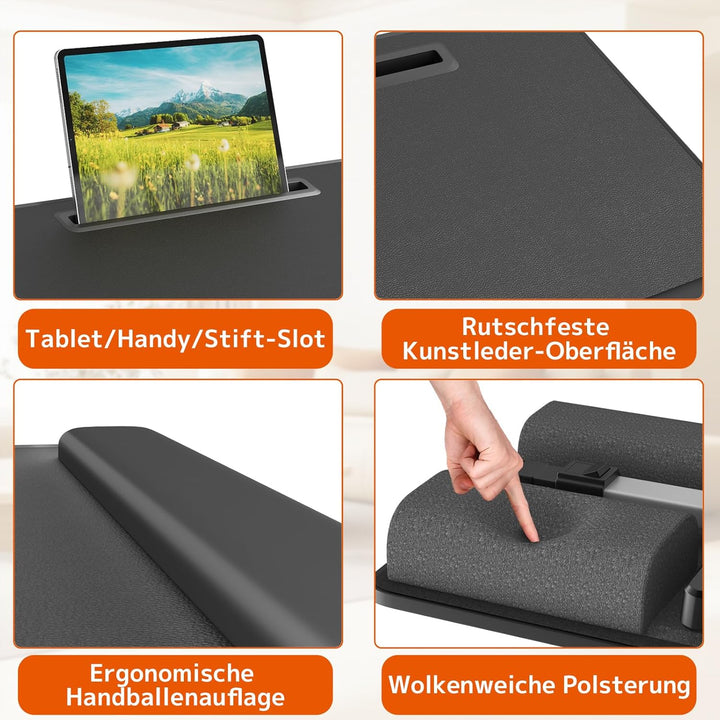 PUTORSEN Laptoptisch fürs Bett - Höhenverstellbar und Winkelverstellbar, 2-in-1 Laptopkissen Klappba