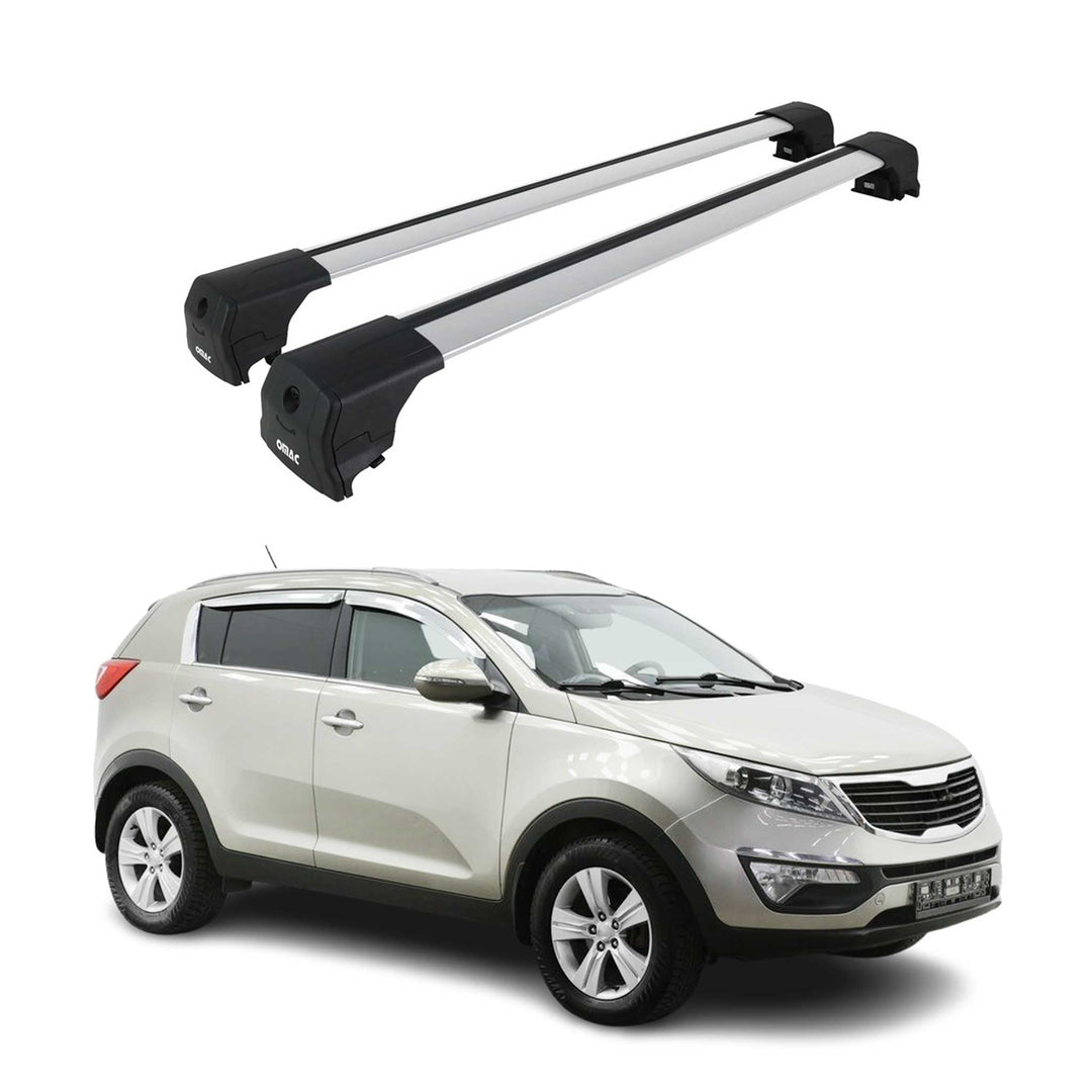 Dachträger Gepäckträger kompatibel mit Kia Sportage SL 2010-2015 Grundträger TÜV Silber 2X, Silber