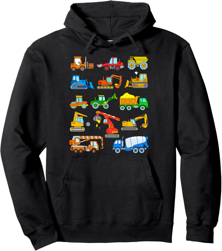 Fahrzeuge Baustelle Bagger LKW Kran Gabelstapler Bauarbeiter Pullover Hoodie