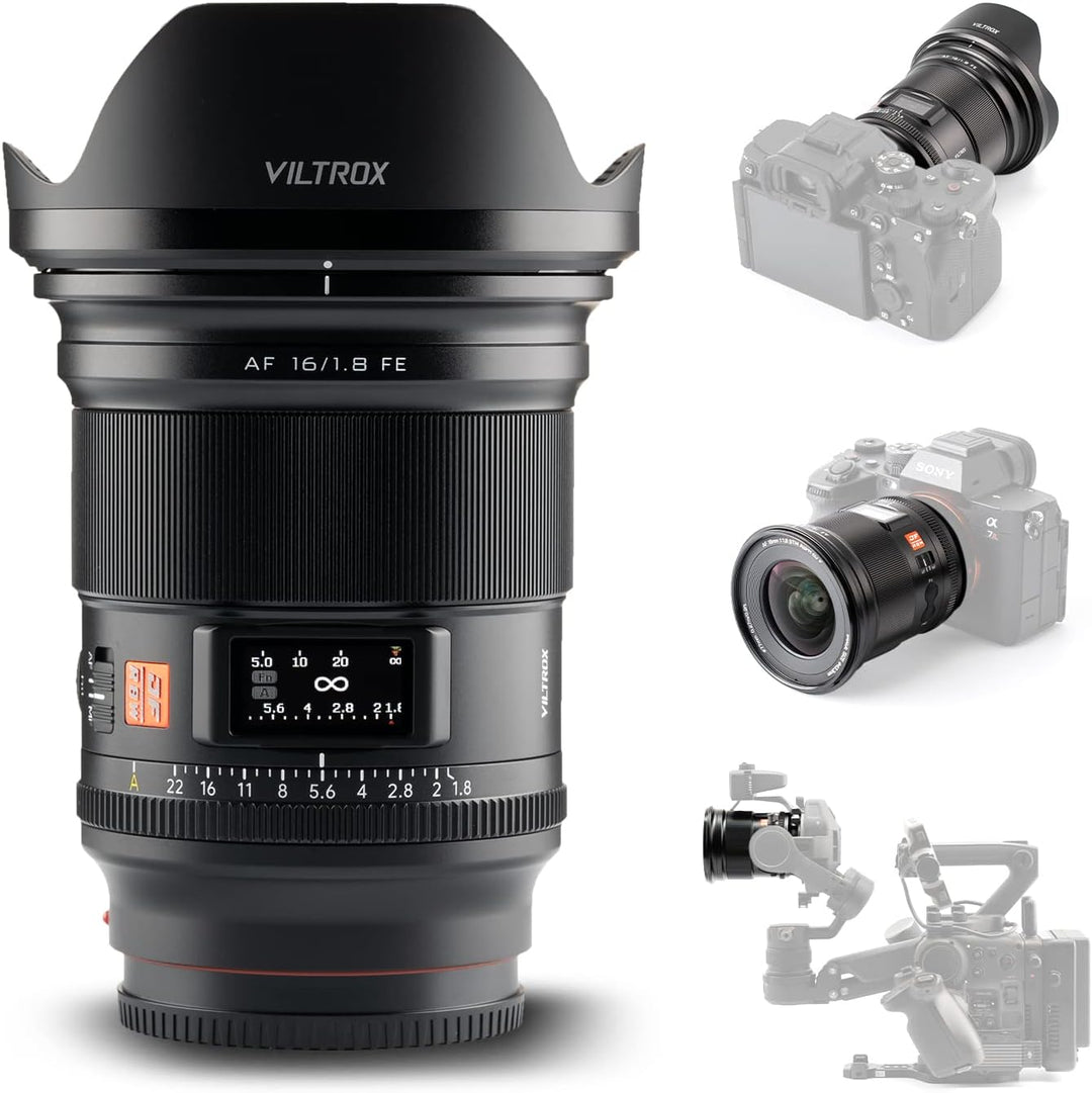 Viltrox AF 16mm F1.8 Vollformat Objektiv für Sony E Mount, Weitwinkel Autofokus Digital DF Kameraobj