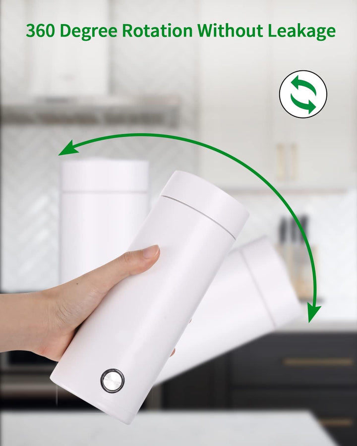 Elektrischer Mini-Wasserkocher für unterwegs, 450 ml, tragbarer Edelstahl-Wasserkocher mit zwei Unte