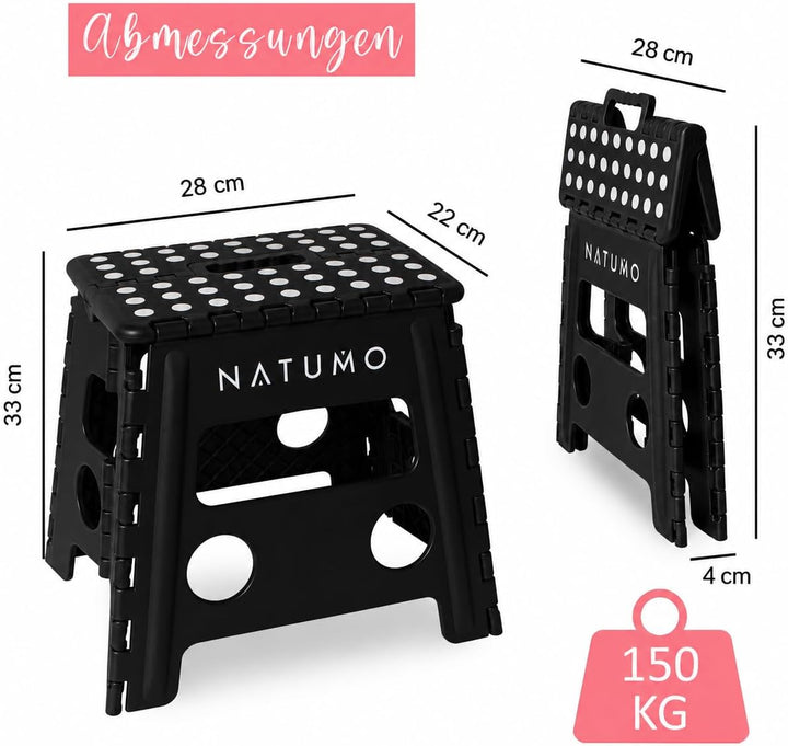 NATUMO® XL Tritthocker Kinder + Erwachsene, Klapphocker faltbar, Leichter und Rutschfester Klapptrit
