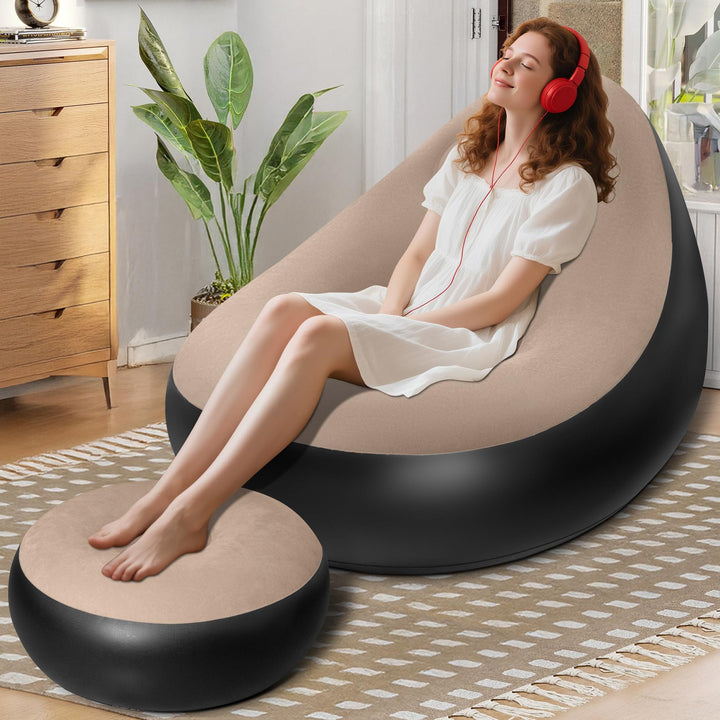 AearKing Aufblasbares Sofa mit Fusshocker, Aufblasbarer Sessel, Wasserdichtes Luftsofa Aufblasbares,