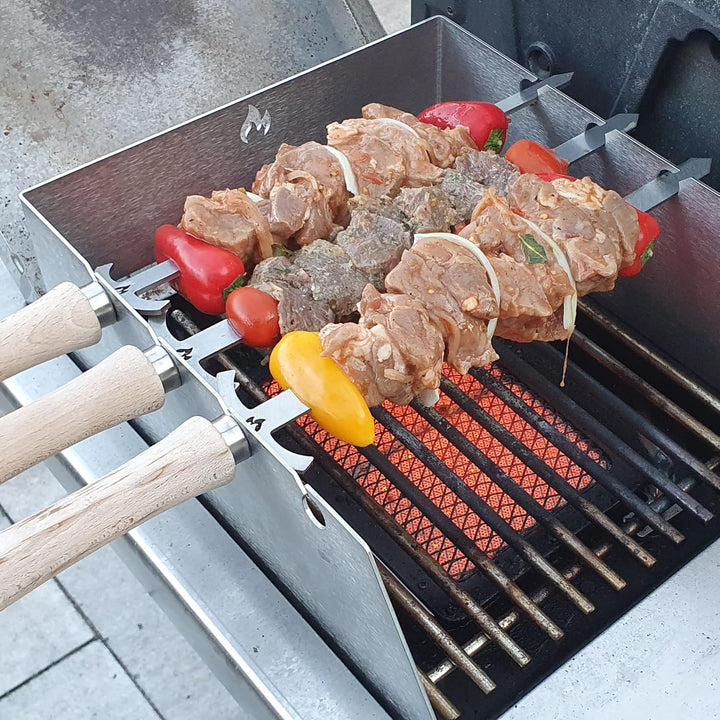 Grillrost.com Das Original Edelstahl Windschutz und Spiesshalter | für alle Broil King Imperial/Rega