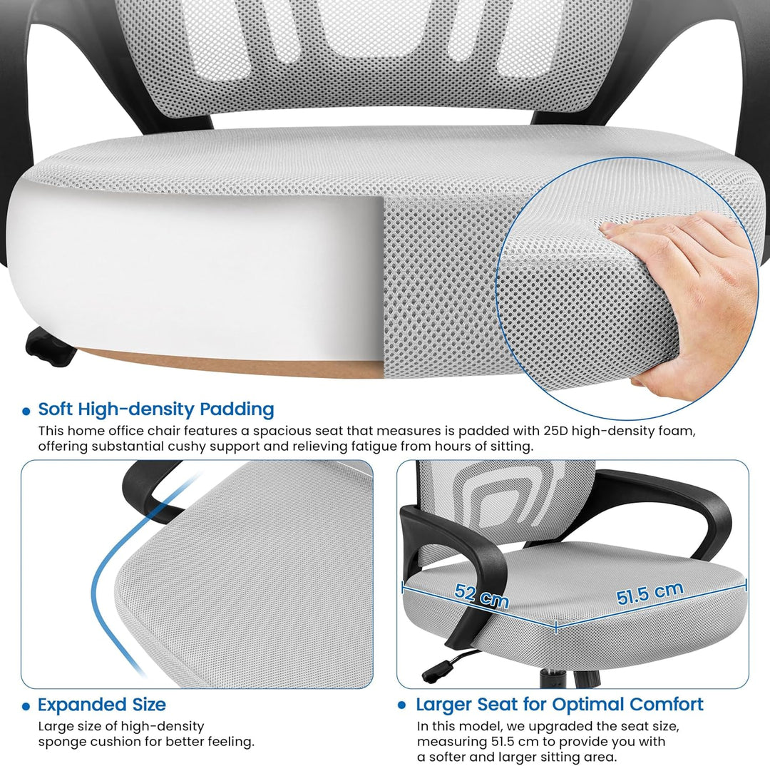 Yaheetech Bürostuhl, Ergonomischer Schreibtischstuhl mit Netzbespannung und Armlehnen, Drehstuhl aus