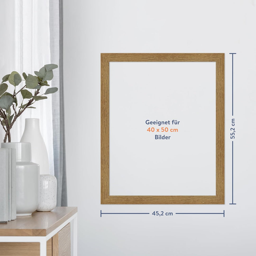 WANDStyle Bilderrahmen Strandhaus Stil 40x50cm I Farbe: Eiche-Optik I Fotorahmen I rustikaler Bilder