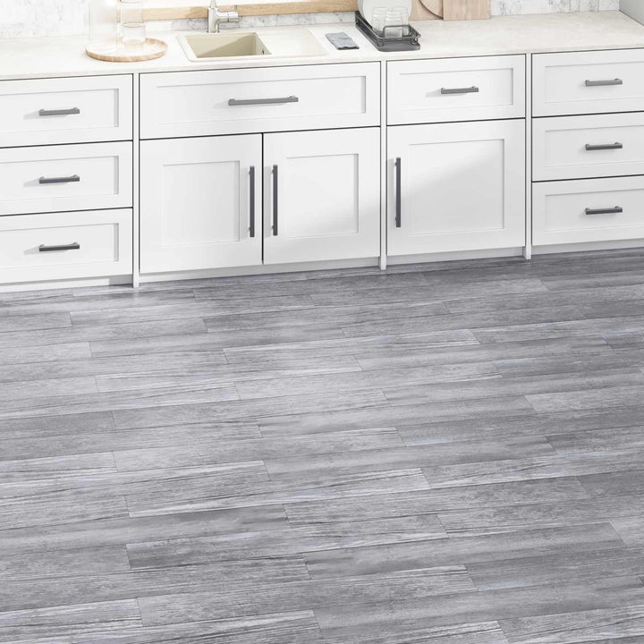 Bodenplanken PVC Mattes Holzgrau 2,51 m² 18 Stück selbstklebend rechteckig robust für Wohnzimmer Küc