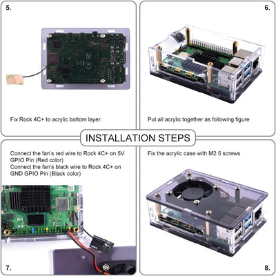 GeeekPi Rock Pi 4 Model C Plus Starter Kit mit Rock 4C+ 4GB Single Board Computer Rockchip RK3399-T