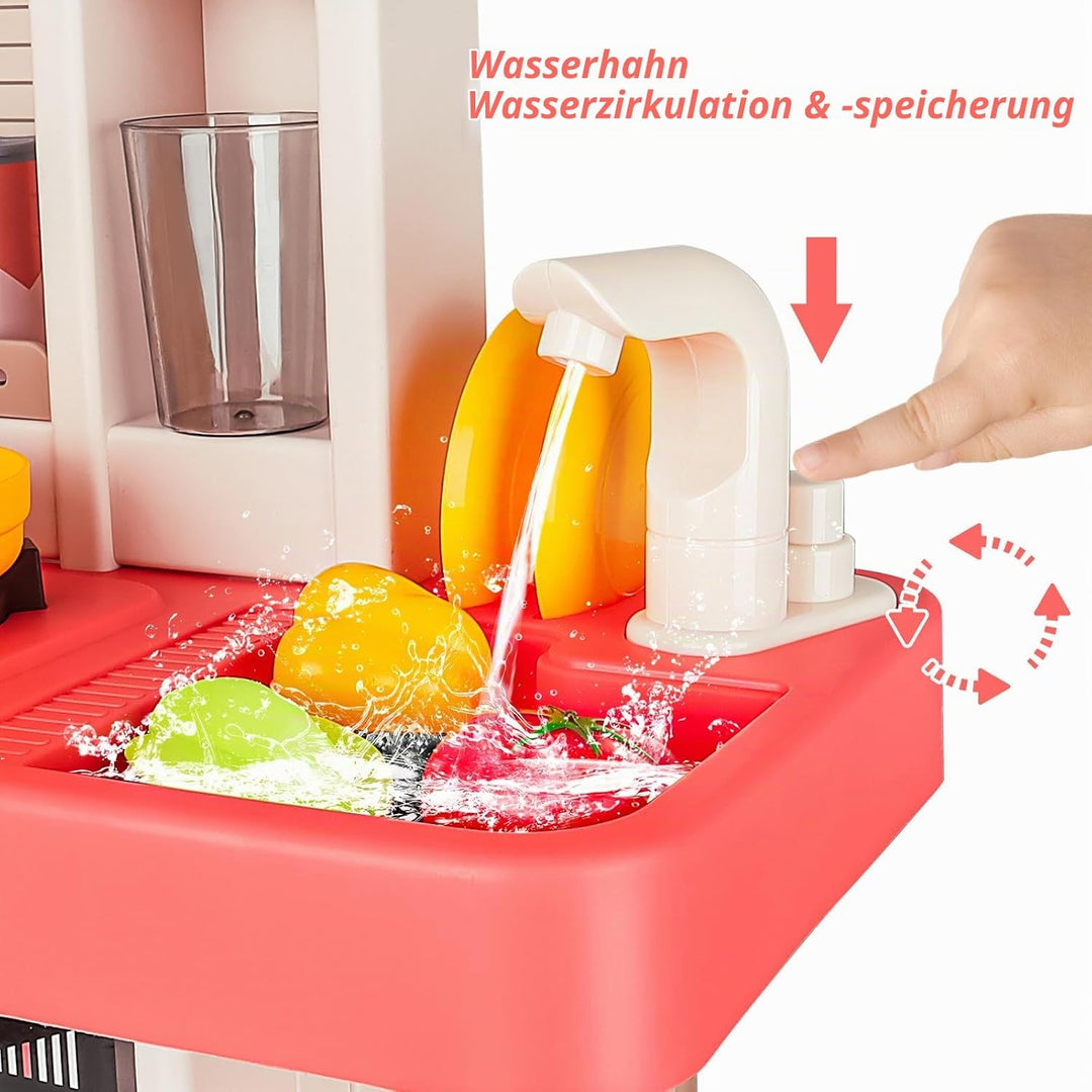 deAO Kinderküche “My Little Chef“ mit Sounds und Licht, Dampf, 50PCS kinderküche zubehör enthalt Ges