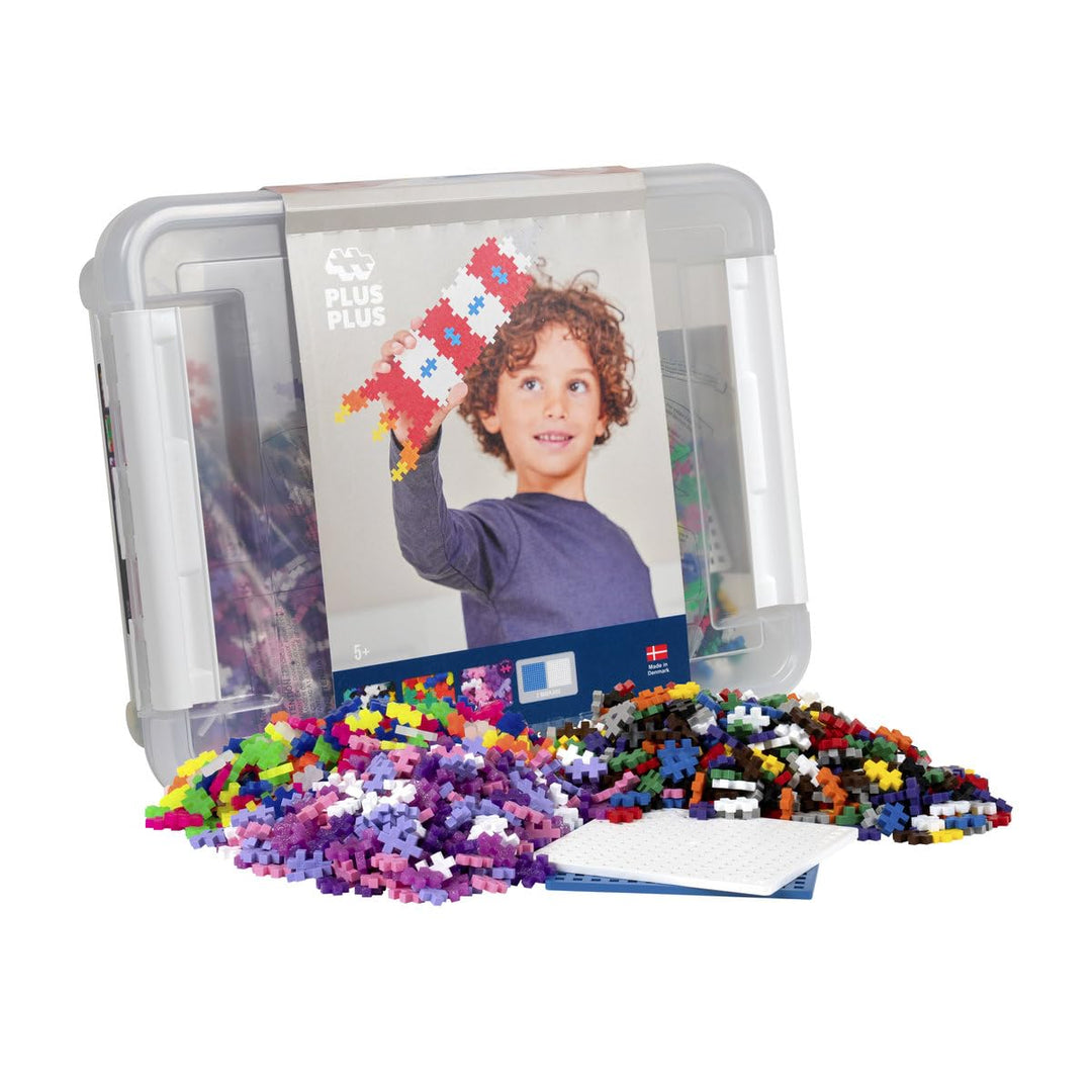 Plus-Plus 9603406 Kreativ-Bausteine Box, Geniales Konstruktionsspielzeug, 2400 Teile, Basic, Rosa Si