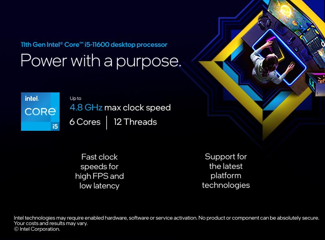 Intel Core i5-11600 11. Generation Desktop Prozessor (Basistakt: 2.8GHz Tuboboost: 4.8GHz, 6 Kerne,