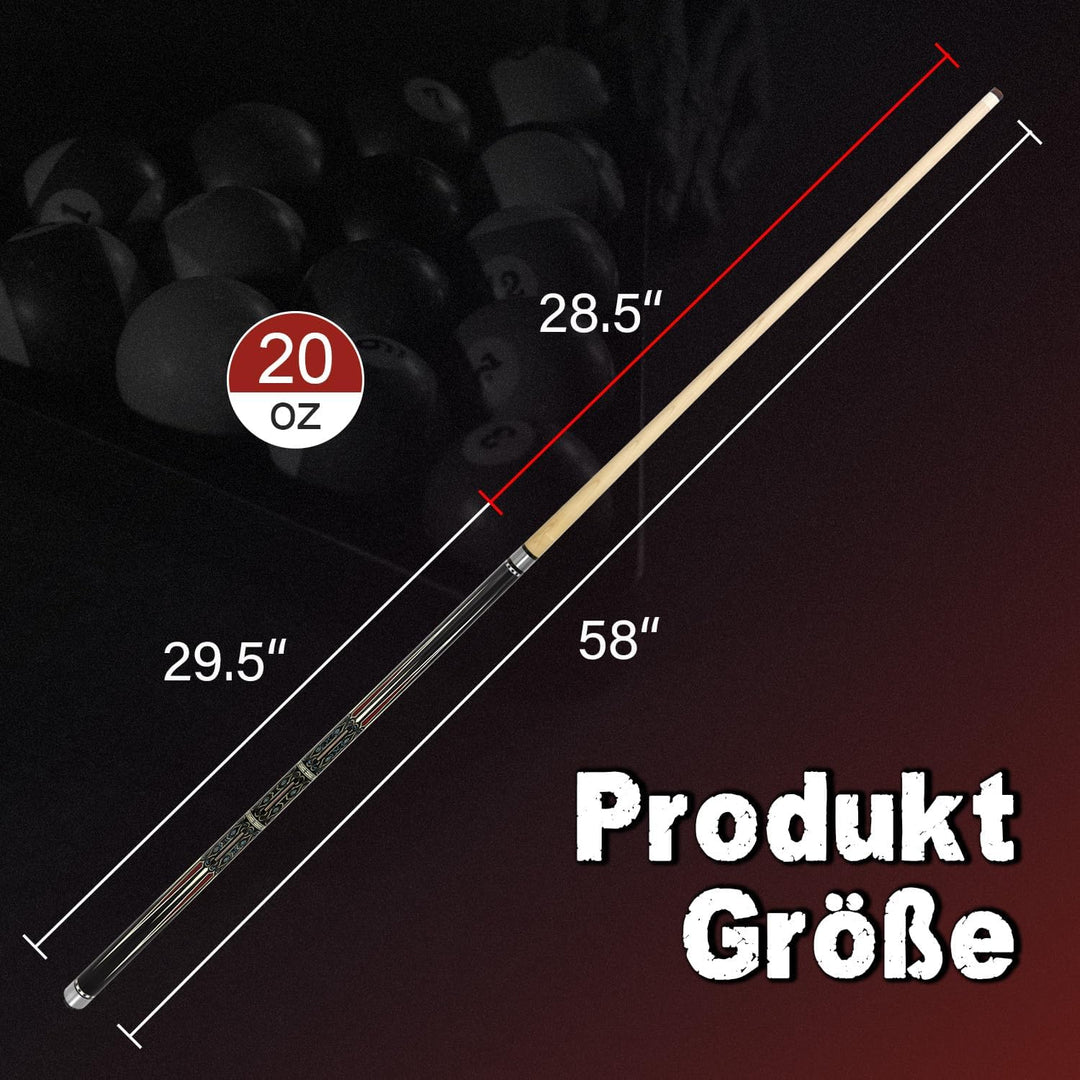 Pool-Billardqueues,58“ Pool Cue Stick with 12,5 mm Lederspitze,20 oz Billard Queue Set für Anfänger