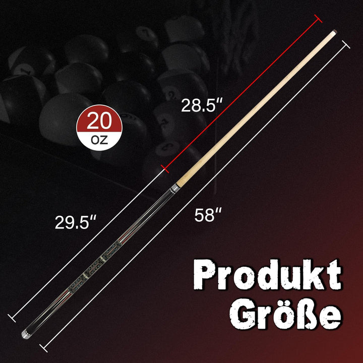 Pool-Billardqueues,58“ Pool Cue Stick with 12,5 mm Lederspitze,20 oz Billard Queue Set für Anfänger