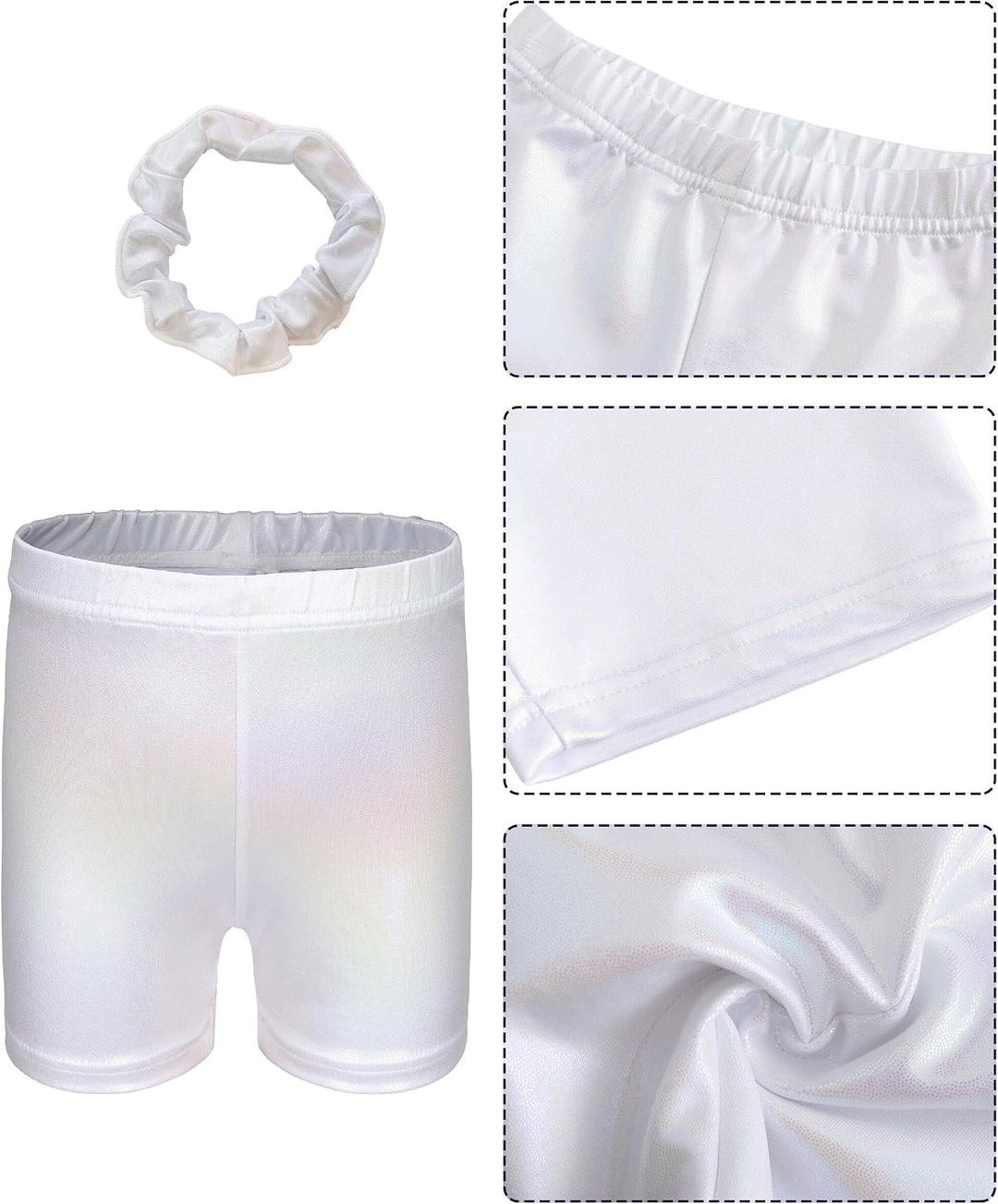 SEAUR Mädchen Turnanzug Turnshorts Haarband Set Kinder Turnen Trikot Shorts Gymnastik Ärmellos/Langa