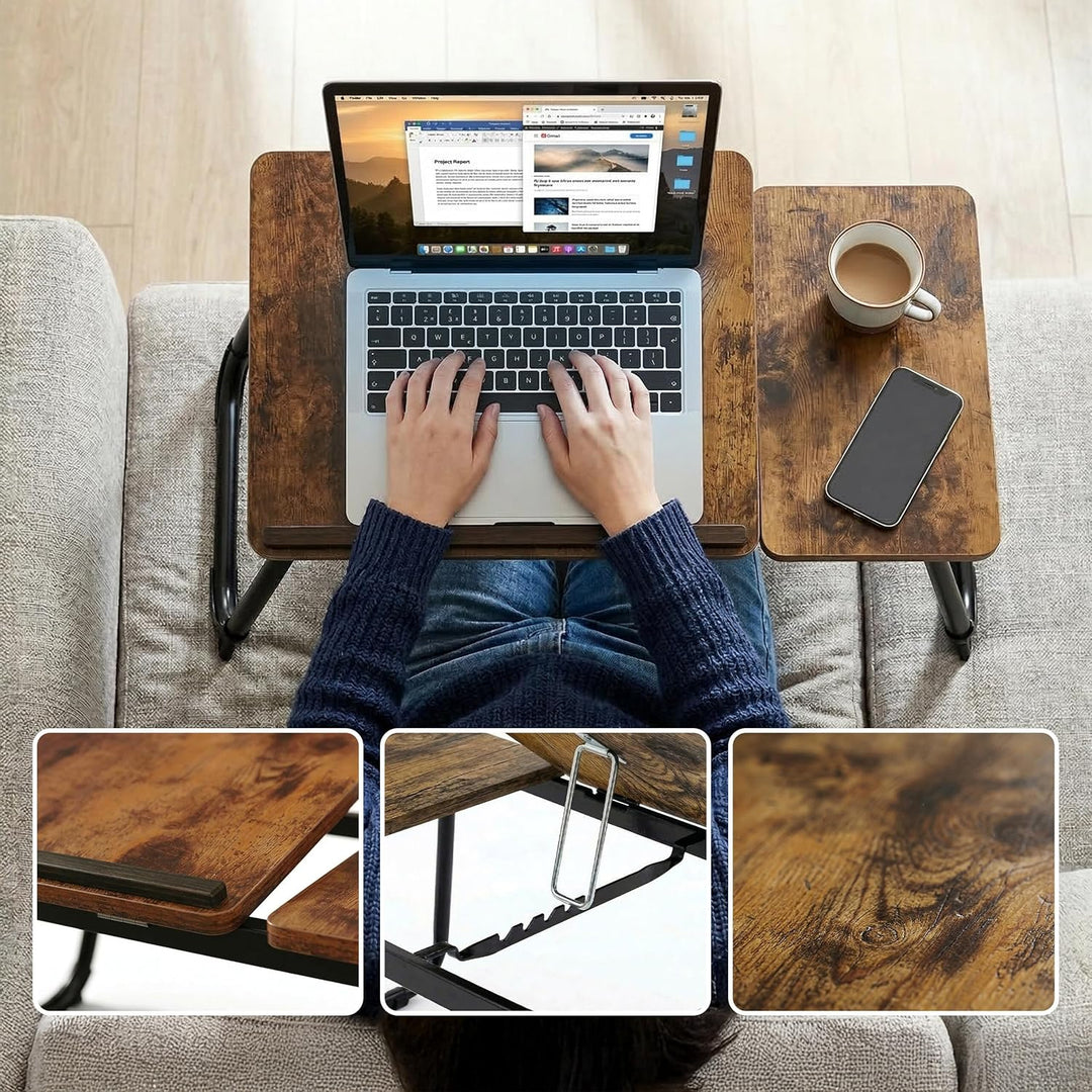 Relaxdays Laptoptisch für Bett & Couch, klappbarer Betttisch, höhenverstellbar, Betttablett, Metall,