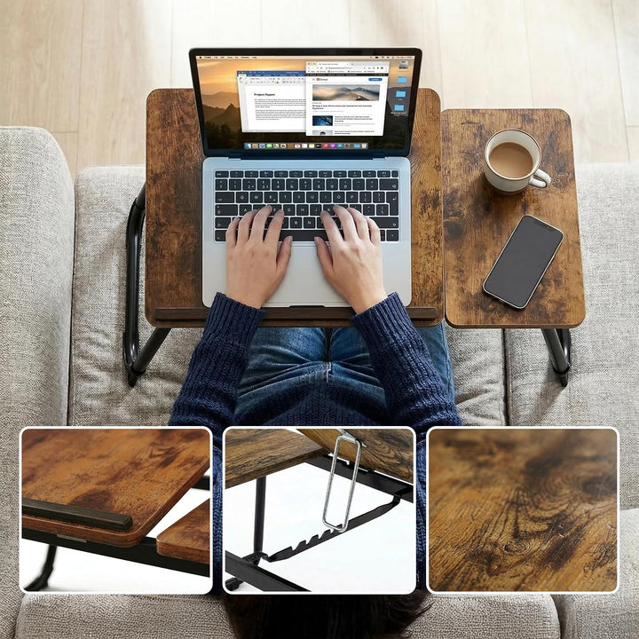 Relaxdays Laptoptisch für Bett & Couch, klappbarer Betttisch, höhenverstellbar, Betttablett, Metall,