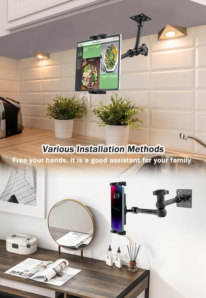 woleyi Tablet Wandhalterung Arm Verstellbarer, Wand iPad Halterung Schwenkarm, Metall Wand Halterung
