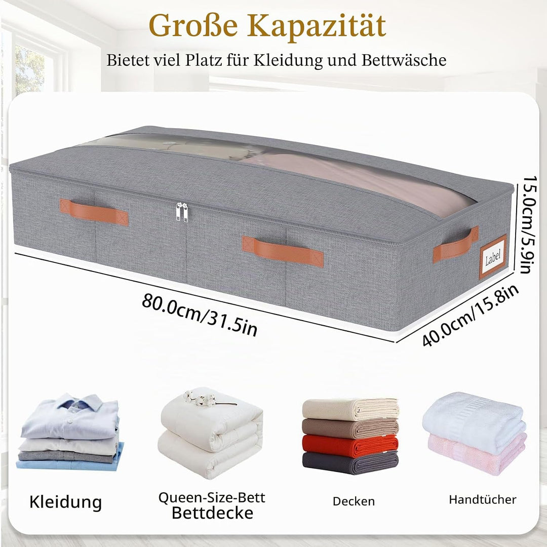 Yawinhe 2 Stück Unterbettkommode, Unterbett Aufbewahrungsbox Vliesstoff, Faltbare Aufbewahrungstasch