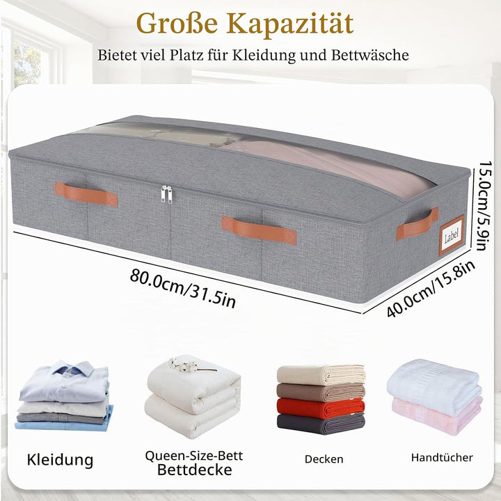 Yawinhe 2 Stück Unterbettkommode, Unterbett Aufbewahrungsbox Vliesstoff, Faltbare Aufbewahrungstasch