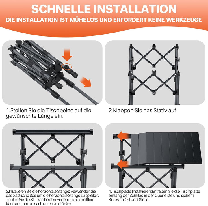 FUNYKICH Aluminium Klapptisch mit Tragetasche 50.5x41cm, X Form klappbarer Campingtisch mit 2 Höhenv