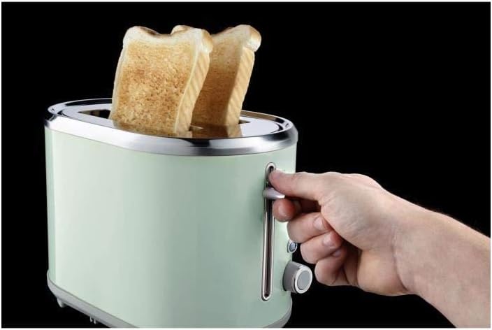 Russell Hobbs Toaster Bubble grün, 2 extra breite Toastschlitze, inkl. Brötchenaufsatz, 6 einstellba