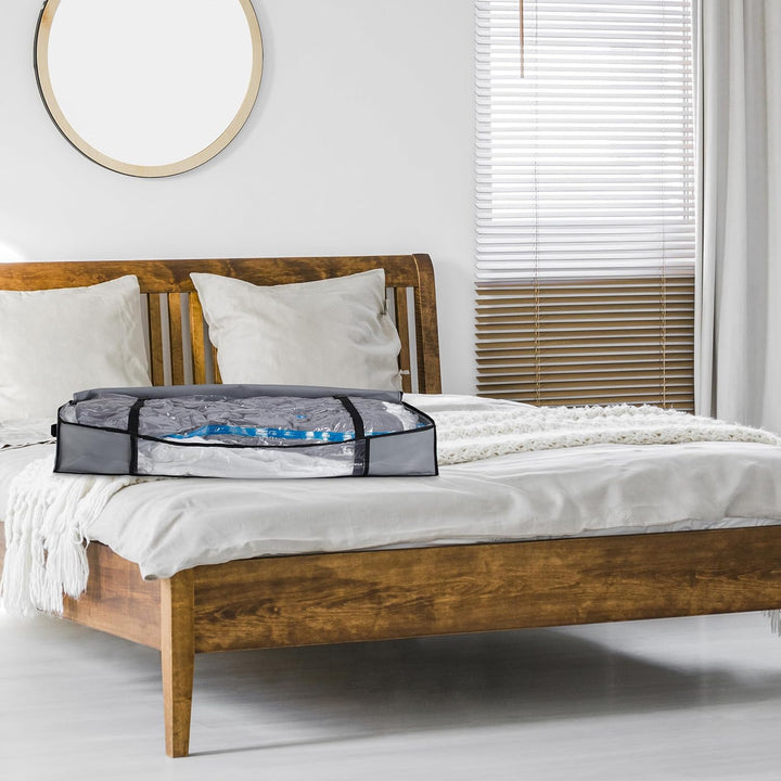Relaxdays Unterbettkommode Vakuum 2er Set HBT 15x100x45 cm, Kleidung, Bettwäsche, Aufbewahrungstasch