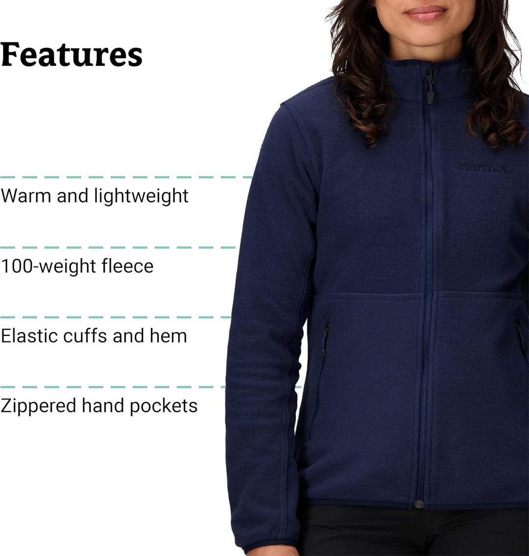 Marmot Damen Wm's Rocklin Full Zip Jacket C20 Warme Fleecejacke, Outdoor-Jacke mit durchgehendem Rei