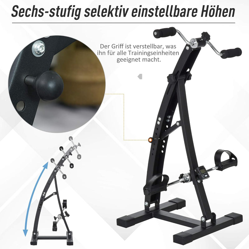 HOMCOM Heimtrainer Bewegungstrainer Pedaltrainer für Senioren Stahl Schwarz/Weiss 41 x 42,5 x