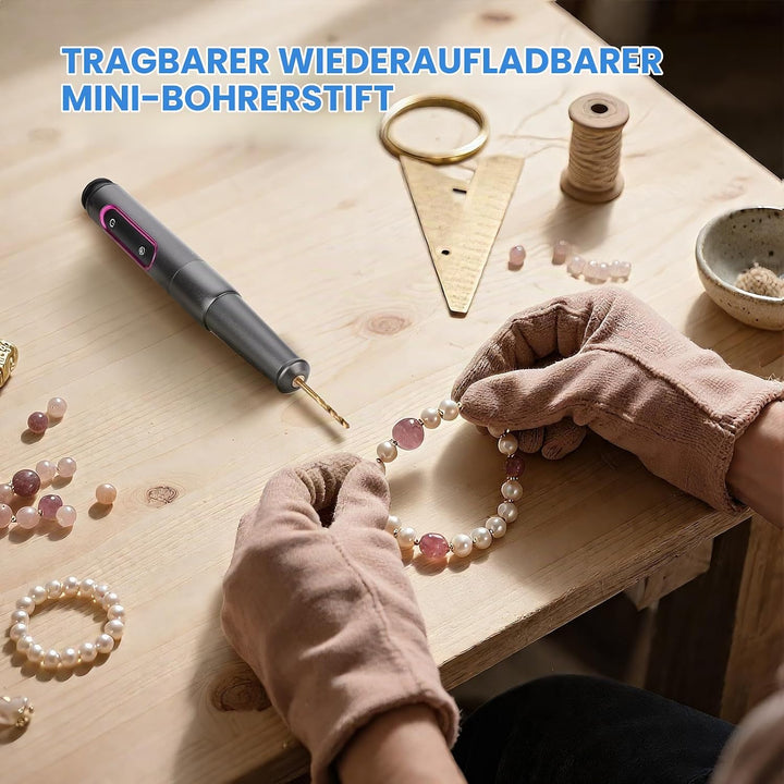 Comius Sharp Elektro Mini Bohrstift, Kabellos USB Wiederaufladbar DIY Handbohrer, mit 10 Spiralbohre