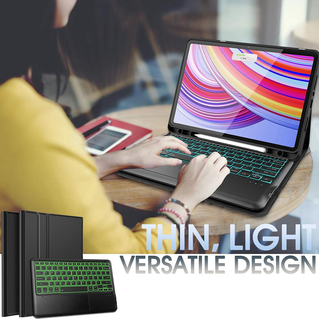 Wineecy Beleuchtete Tastatur Hülle für Redmi Pad Pro 12,1 Zoll 2024 Tablet, Magnetisch Abnehmbare Ka