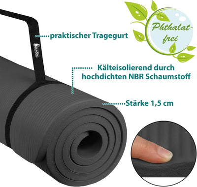 ALPIDEX Yogamatte Extra Dick 1,5cm Gymnastikmatte 3 Grössen rutschfest Phthalatfrei Fitness Matte Tr