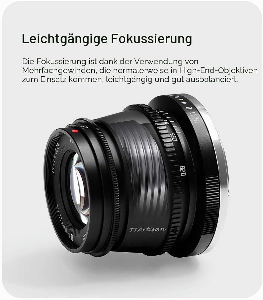 TT Artisan 35mm F1.4 APS-C Objekt Anschluss MFT Mount Black Weitwinkelobjektiv mit manuellem Fokus T