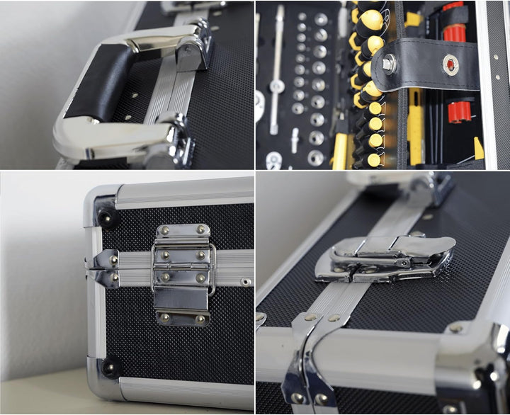 Werkzeugkoffer 130 tlg. | Heimwerker-Set | Werkzeugkasten aus Aluminium | Werkzeugtasche | Werkstatt