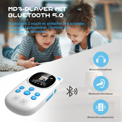 32GB MP3 Player Bluetooth 5.0, Oilsky MP3-Player Kinder mit Kopfhörer, 750mAh Tragbarem Sport Mp3 Mu