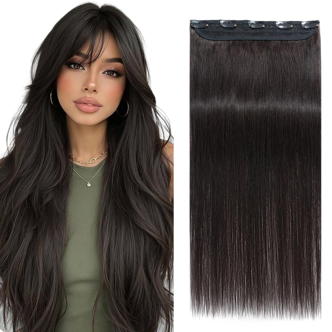 Clip In Extensions Echthaar Light Natürliches Schwarz Real human hair 1 pieces 5 clips Haarverlänger