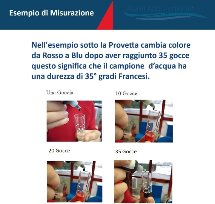 Wasserfilter Italien Titrant 3 Set Analysen Wasserhärte (Grad Francesi) - Tester Härte einmalig Reag