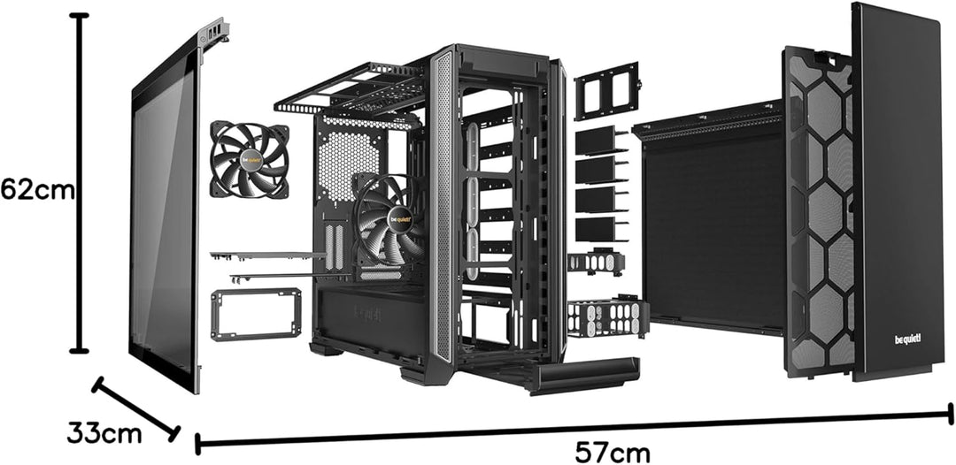 be quiet! Silent Base 601 ATX PC Midi PC Gehäuse mit Seitenfenster Silber